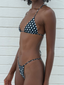 003 Seamless Triangle Bikini Top - Black Polka Dot