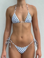 001 Triangle Bikini Top - White Polka Dot