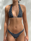 002 Halter Bikini Top - Black Polka Dot