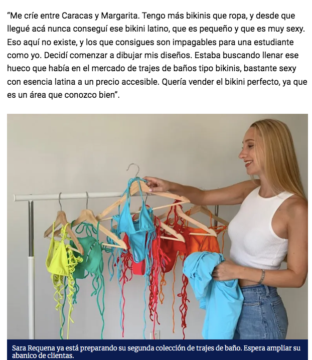 Joven venezolana lanza marca de trajes de baño en pandemia