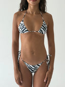 001 Triangle Bikini Top in Zebra Print — front view