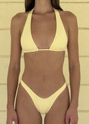 002 Halter Bikini Top - Butter Yellow — front view