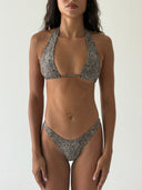 002 Halter Bikini Top in Snake Print — front view