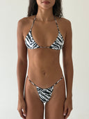 003 Seamless Triangle Bikini Top in Zebra Print — front view