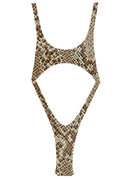 007 One Piece in Snake Print — flatlay