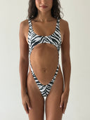 007 One Piece in Zebra Print — front view