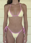 009 Adjustable Micro Bikini Top - Flamingo — front view