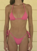009 Adjustable Micro Bikini Top - Hot Pink — front view