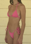 009 Adjustable Micro Bikini Bottoms - Hot Pink — three-quarter view