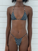 003 Seamless Triangle Bikini Top - Black Polka Dot