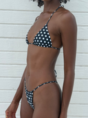 003 Seamless Triangle Bikini Top - Black Polka Dot
