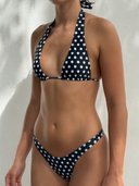 002 Halter Bikini Top - Black Polka Dot