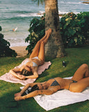 003 Seamless Triangle Bikini Top - Black Polka Dot